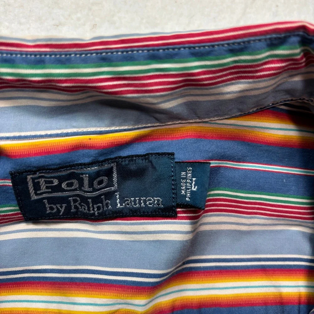 Polo Ralph Lauren Mens Striped Button Down Shirt Large‎ Multi Color #1137